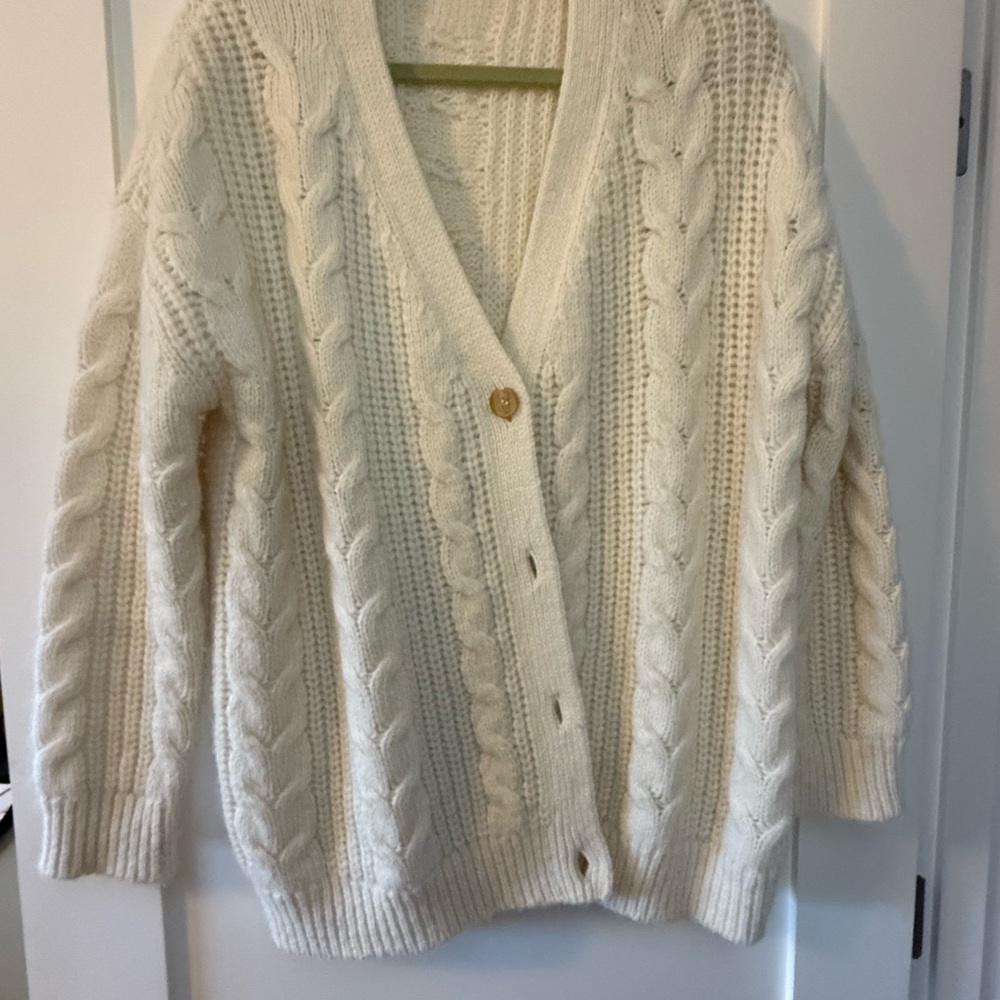Jenni Kayne Cream Cable Cocoon  Cardigan NWOT